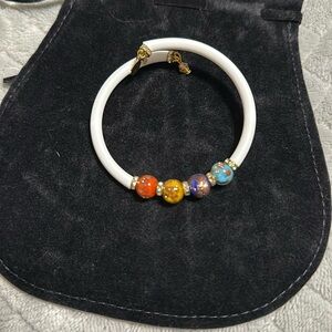 🇮🇹 Murano Glass Memory Wire Bracelet (White) OS